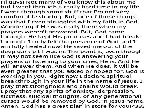 God is answering prayers and He is going to heal you!