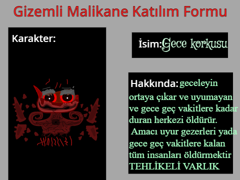 Gece korkusu (gizemli malikane katılım formu)