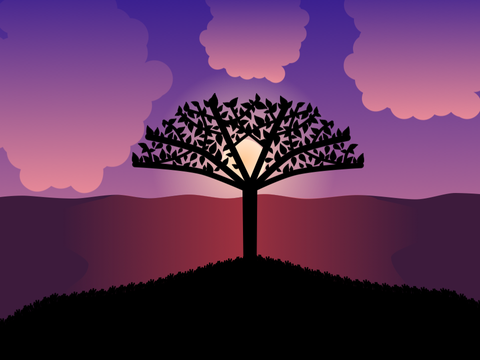 Sunset tree - a parallax