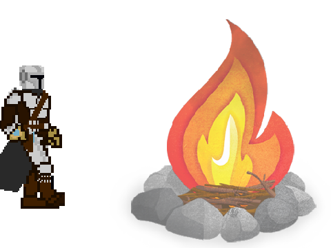 Mandalorian lighting camp fire