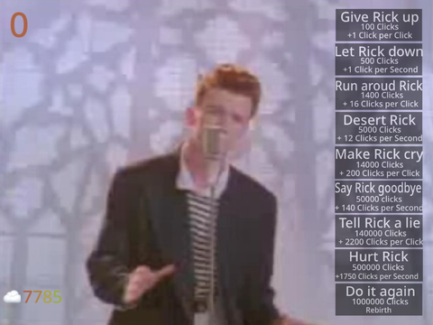 Rick Astley Clicker / #game #all #mobile #art #music #rickroll #100% #hashtag