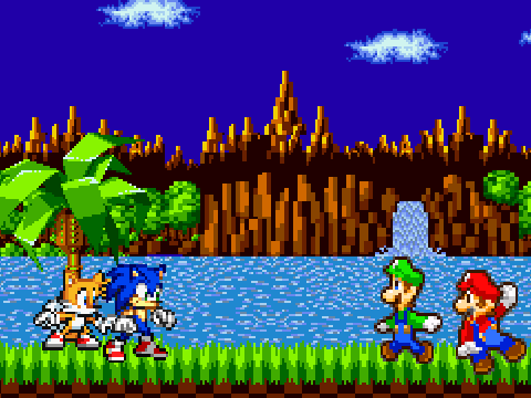 mario and luigi v.s tails and sonic