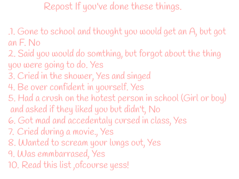 Repost if You've Done These Things List remix remix