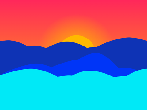 Sunset and mountains with relaxing music