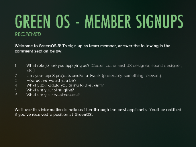[REOPENED] MEMBER SIGNUPS - gOS VIII