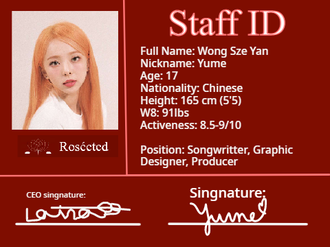 Wong Sze Yan - Staff ID