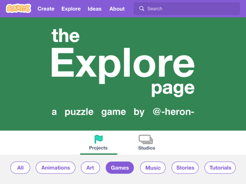 the explore page - a game