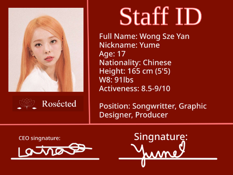 Wong Sze Yan - Staff ID
