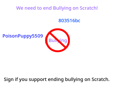 Remix and Sign if You Want to End Bullying on Scratch. remix