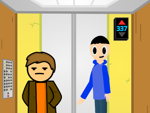 Steve Jobs in an elevator