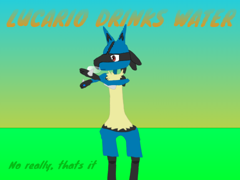 Lucario drinks water