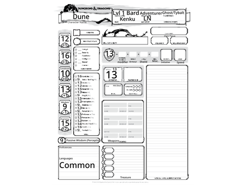 D&D Character Sheet—Dune