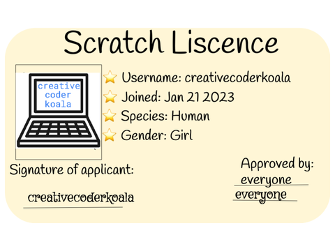 My Scratch License!