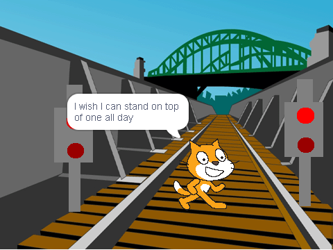 cat on the railroad 