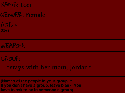 Zombie Apocalypse RPG - Sign Up Sheet remix