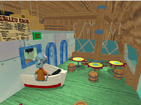 Squidward inside the krusty krab