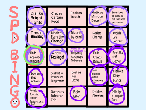 Sensory Processing Disorder Bingo remix