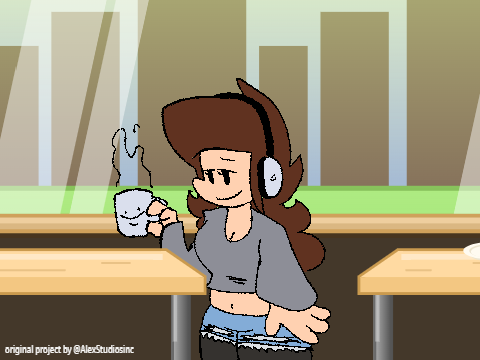 a little tired and in a comfy outfit