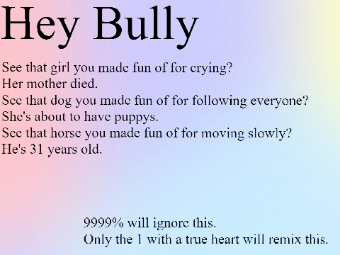 99% will ignore this, Only the 1 with a true heart will remix 