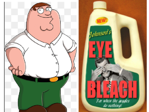 Peter gives eye bleach because of original project