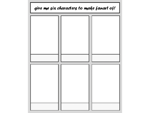 six character fanart challenge (suggest characters)