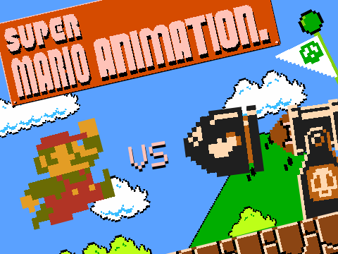 スーパマリオアニメーション マリオ vs キラー　Super Mario Animation. Mario vs Bullet Bill