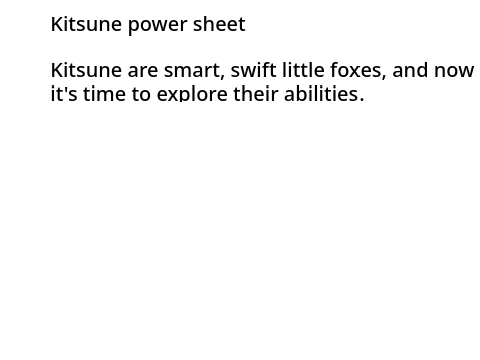 Kitsune Power sheet.