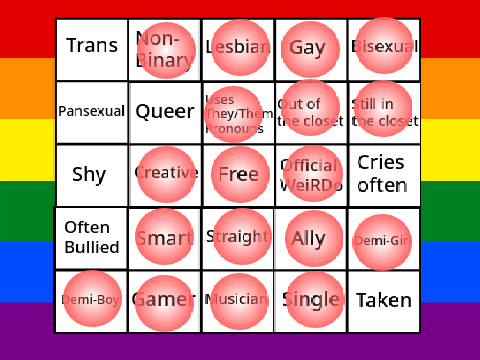 LGBTQ+ Bingo DOES THIS COUNT-