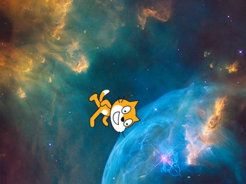 Cat floatin in space
