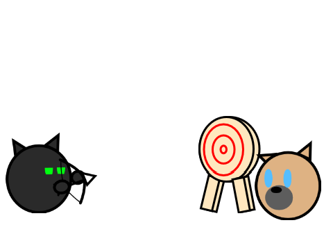 Simon tries to use a bow