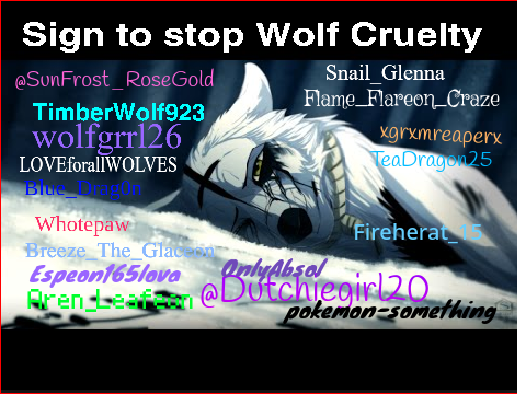 Sign to stop wolf cruelty