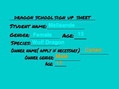 Dragon/Human Character Bio
