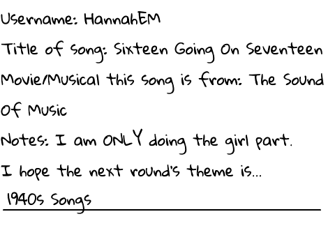 Singing Contest: Round 2 Entry