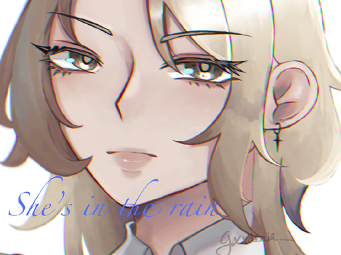 She’s in the rain. art