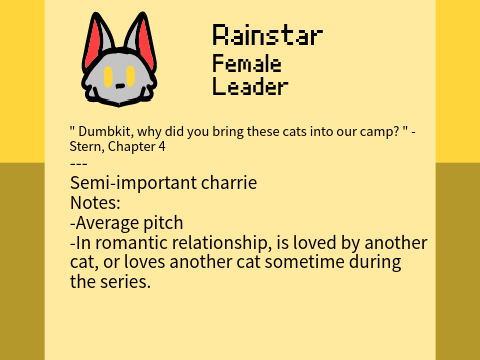 My AToT auditions for Foxflower and Rainstar!