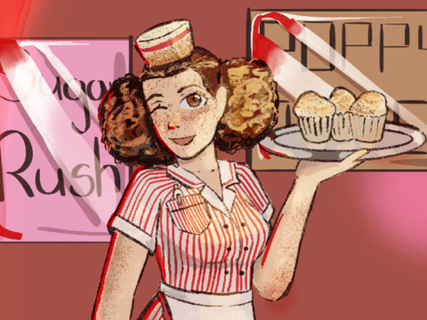 lemon poppy muffins~. [art collab]