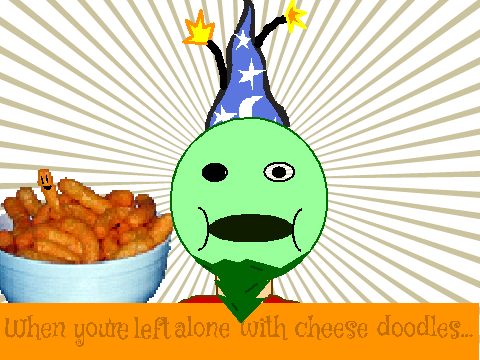 when you're left alone with cheez doodles