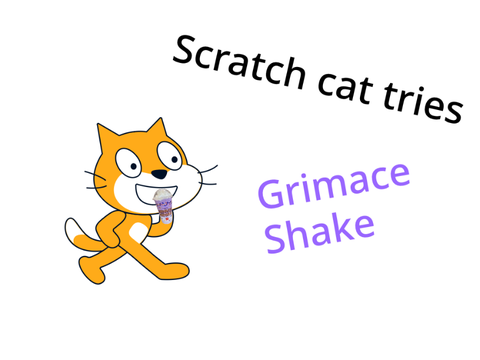 Scratch cat tries Grimace shake