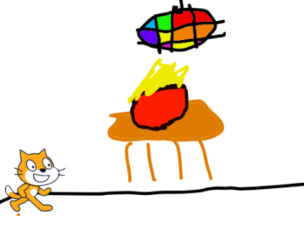 scratch cat has a party