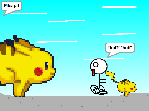 Add yourself running/riding from/on a giant Pikachu! remix