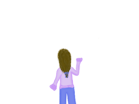 Drawing of girl waving to friend