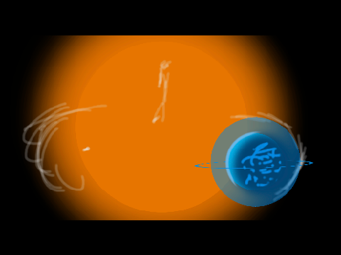 "red giant with alien planet"