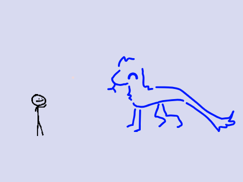 Stickman sees big lanky