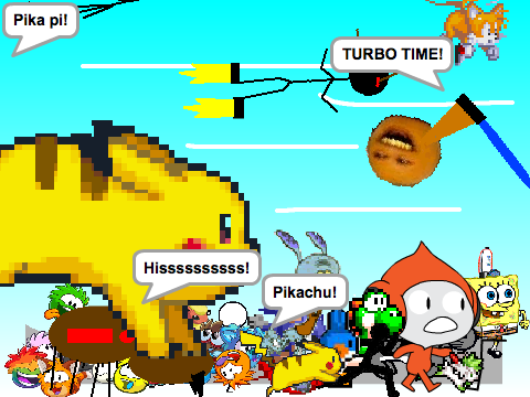Add Yourself Running From A Giant Pikachu! I'm the group of puffles! remix remix remix