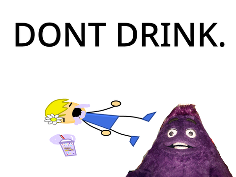 me drinking Grimace Shake
