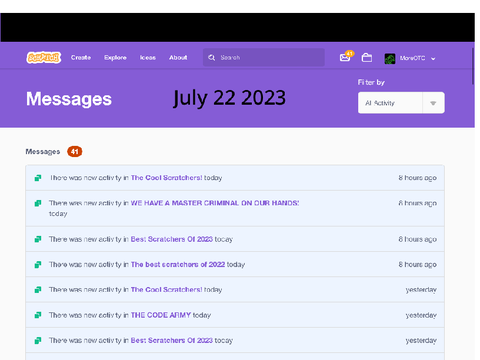 My messages when I log on