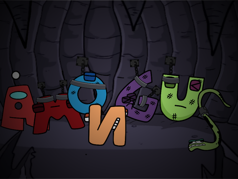 Alphabet Lore but the word is “Among Us” Instead of friends