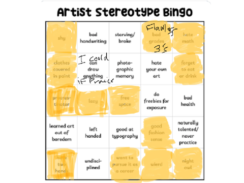 artist stereotype bingo >:o