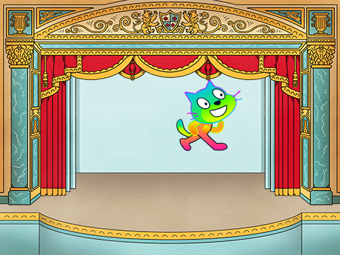 Rainbow scratch cat dancing