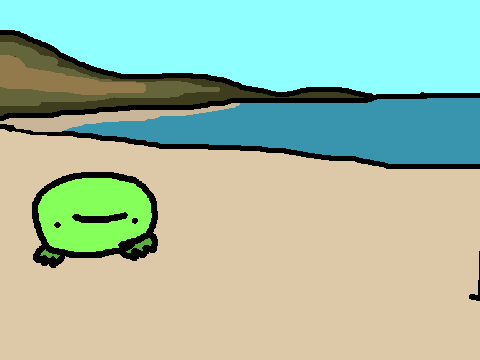 Freg goes to the beach